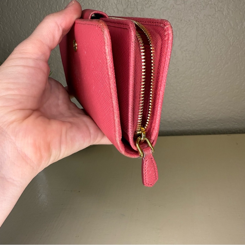 PRADA - Saffiano Leather Bifold Wallet - Pink - 62A - Picture 12 of 16